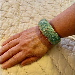 Carolina Blue Enamel Bracelet Crystal Detailing